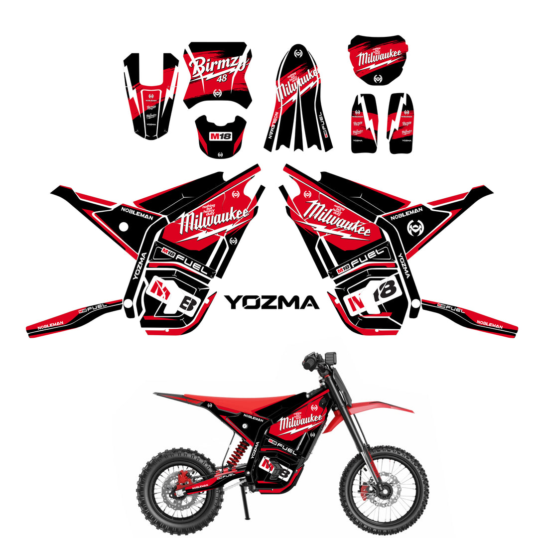 Milwaukee Red Thunder YOZMA IN10 Electric Dirt Bike Body Wrap Decal