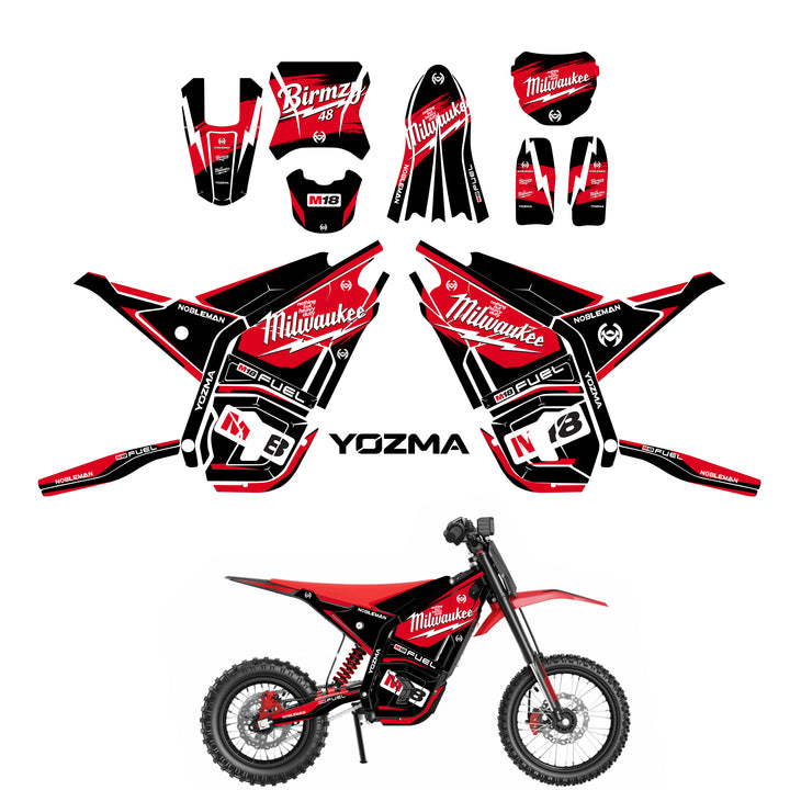 Milwaukee Red Thunder YOZMA IN10 Electric Dirt Bike Body Wrap Decal