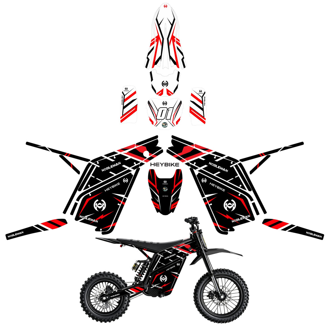 Red Blade Crack   Heybike villain eletric Dirt Bike Body Wrap Decal