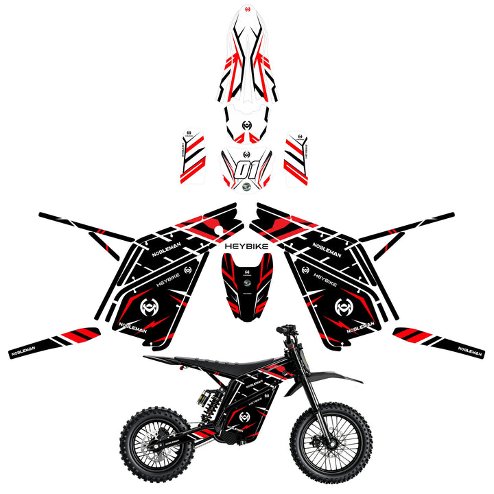 Red Blade Crack   Heybike villain eletric Dirt Bike Body Wrap Decal
