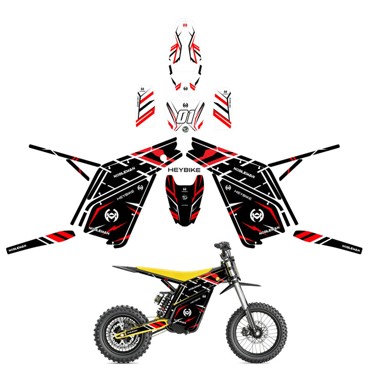 Red Blade Crack   Heybike villain eletric Dirt Bike Body Wrap Decal
