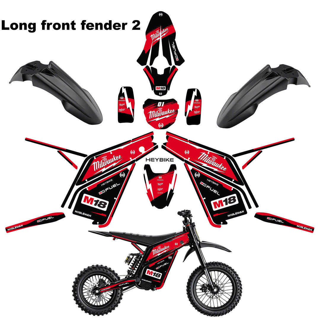 Milwaukee Red Thunder  Heybike villain eletric Dirt Bike Body Wrap Decal