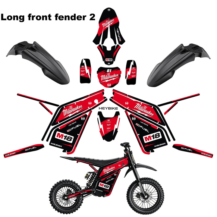 Milwaukee Red Thunder  Heybike villain eletric Dirt Bike Body Wrap Decal