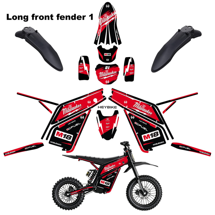 Milwaukee Red Thunder  Heybike villain eletric Dirt Bike Body Wrap Decal