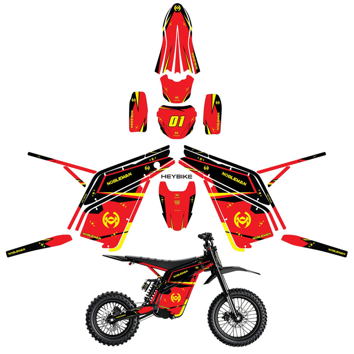 Red Fury Trail Heybike villain eletric Dirt Bike Body Wrap Decal