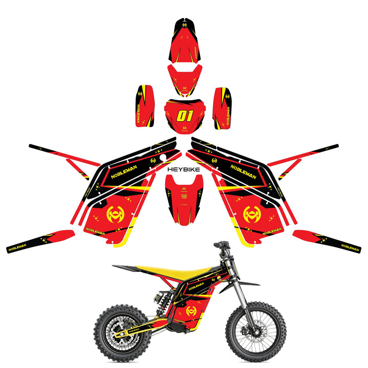 Red Fury Trail Heybike villain eletric Dirt Bike Body Wrap Decal