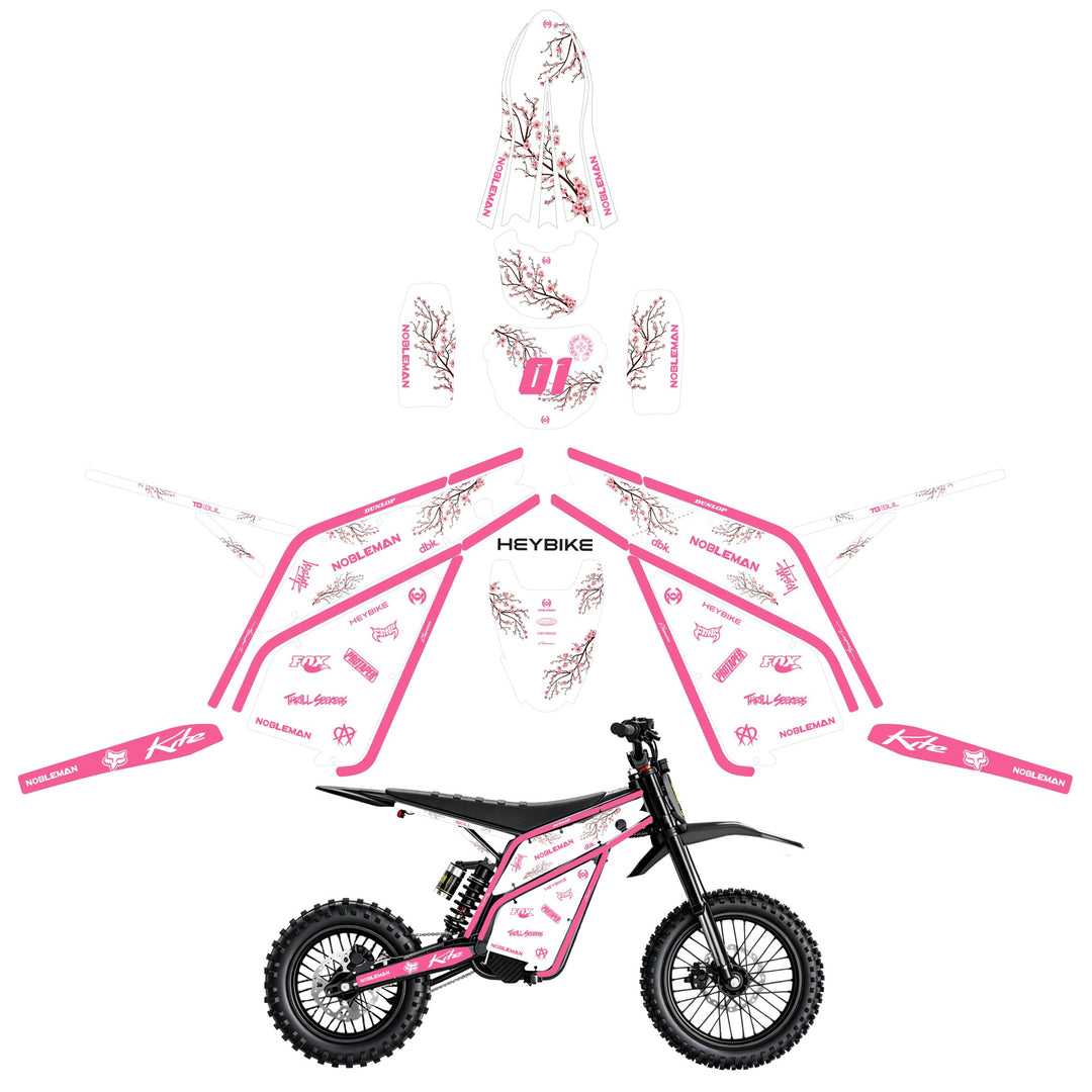 Sakura Dual Tone (Pink) Heybike villain eletric Dirt Bike Body Wrap Decal
