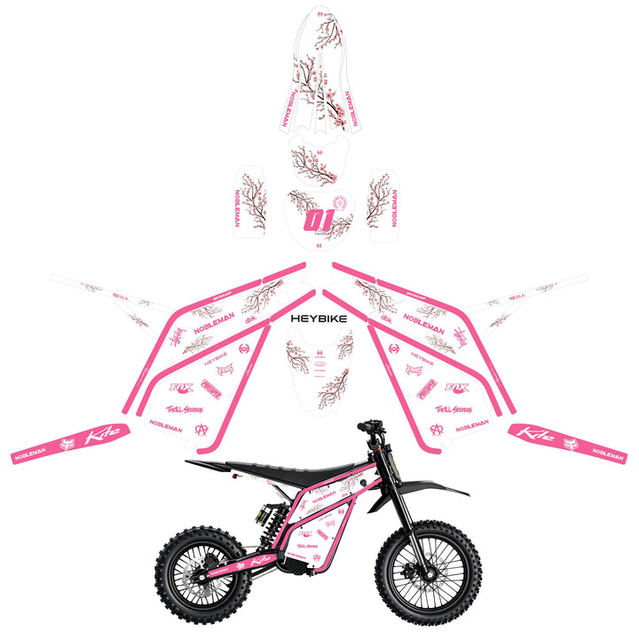 Sakura Dual Tone (Pink) Heybike villain eletric Dirt Bike Body Wrap Decal