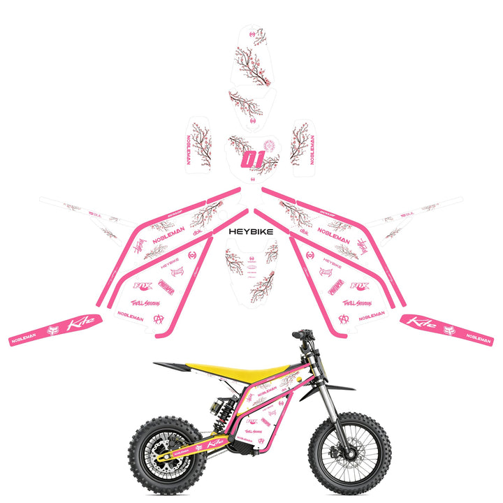 Sakura Dual Tone (Pink) Heybike villain eletric Dirt Bike Body Wrap Decal