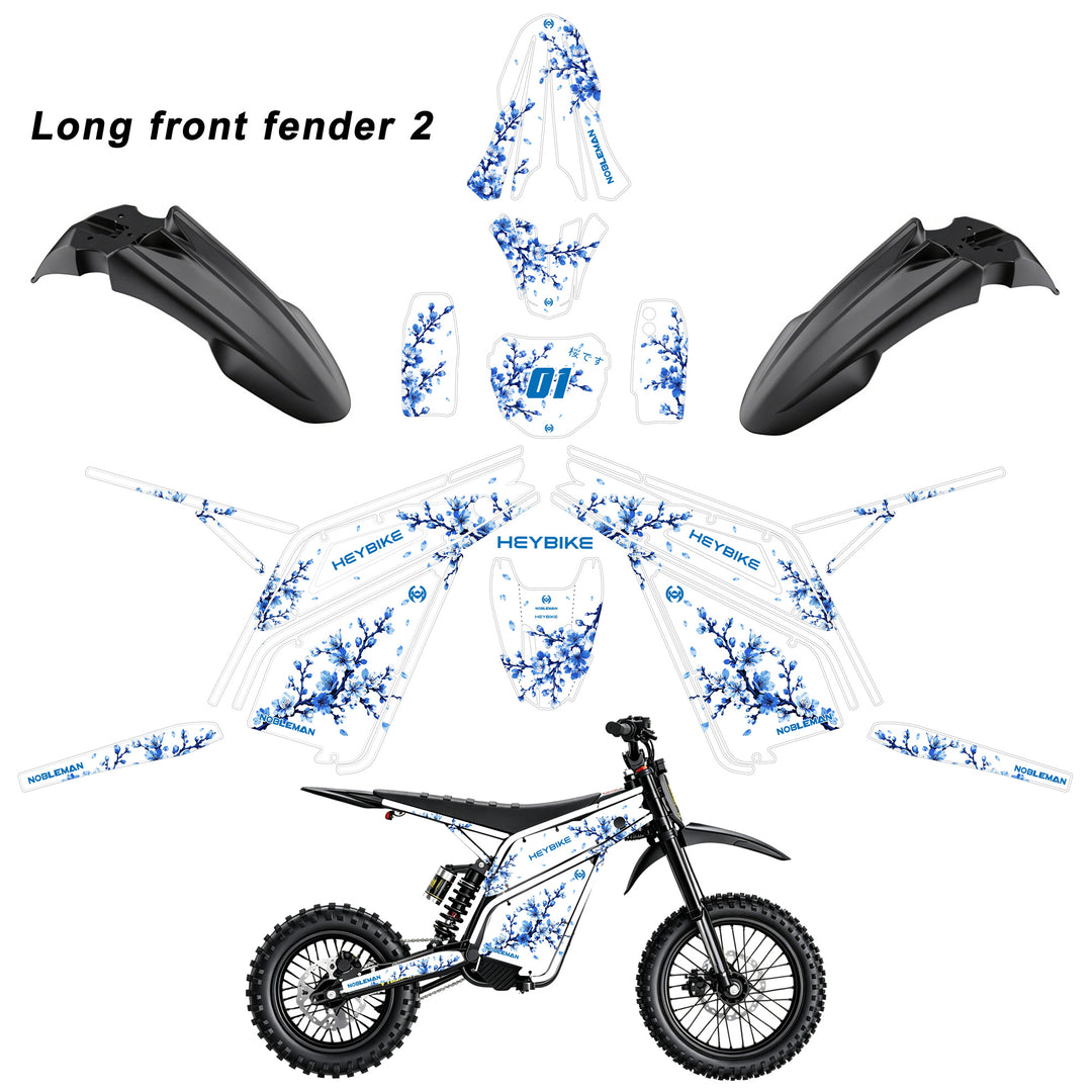 Blue Shadow Blossom Heybike villain eletric Dirt Bike Body Wrap Decal