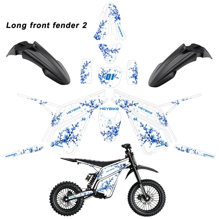 Blue Shadow Blossom Heybike villain eletric Dirt Bike Body Wrap Decal