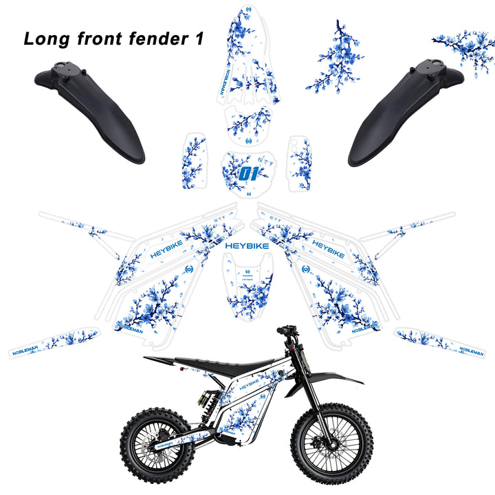 Blue Shadow Blossom Heybike villain eletric Dirt Bike Body Wrap Decal