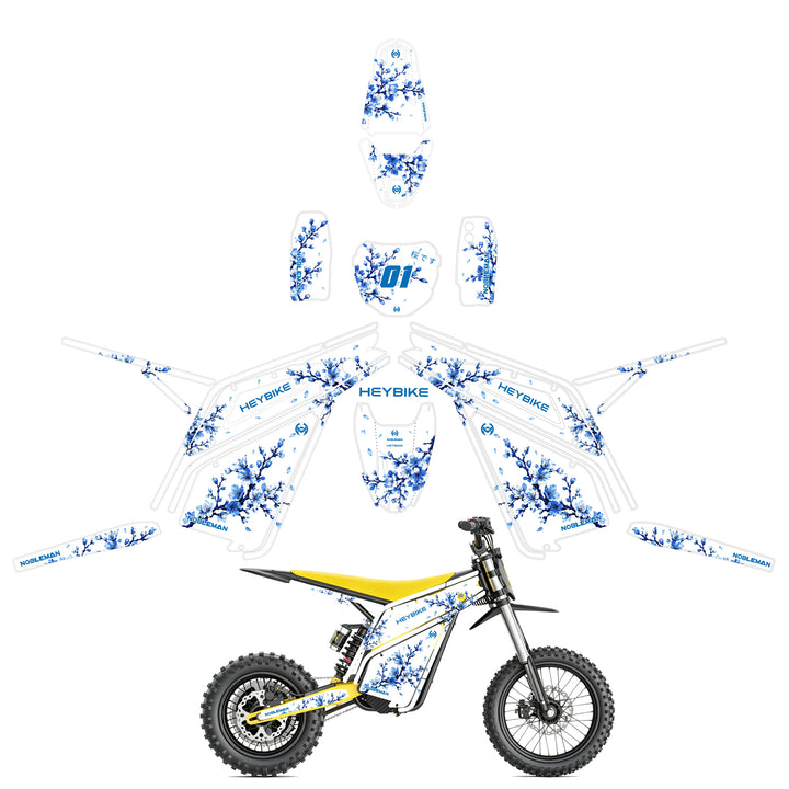 Blue Shadow Blossom Heybike villain eletric Dirt Bike Body Wrap Decal