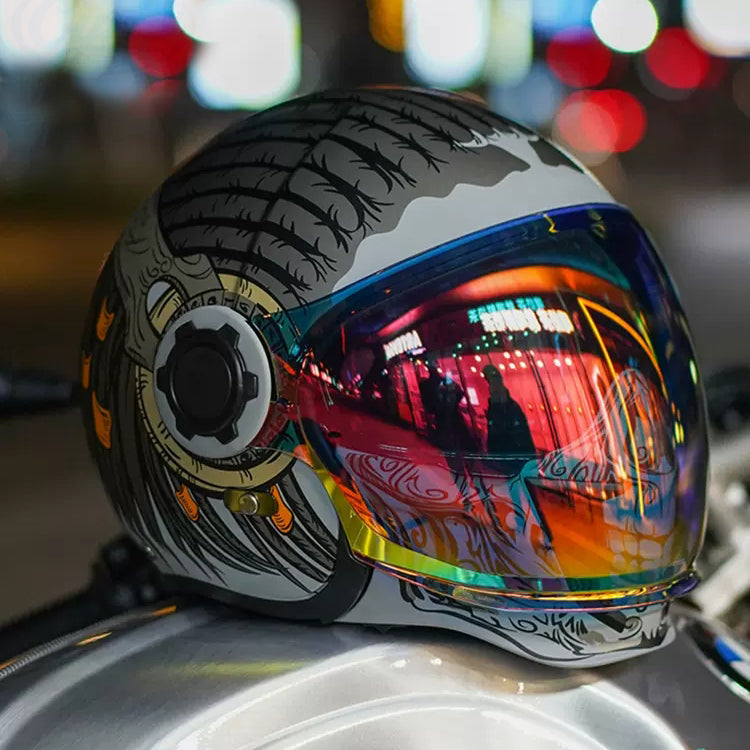 TK02 Grey Carver Full Face Protection Premium Helmet