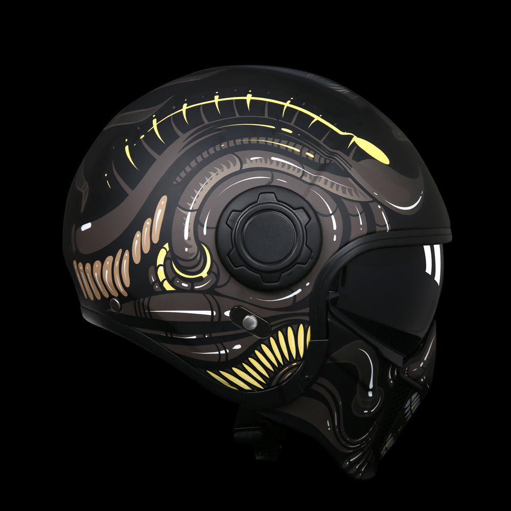 full face futuristic full face cool motorcycle helmets TK02 FOO DOG Full Face Protection Premium Helmet (Black) – Nobleman