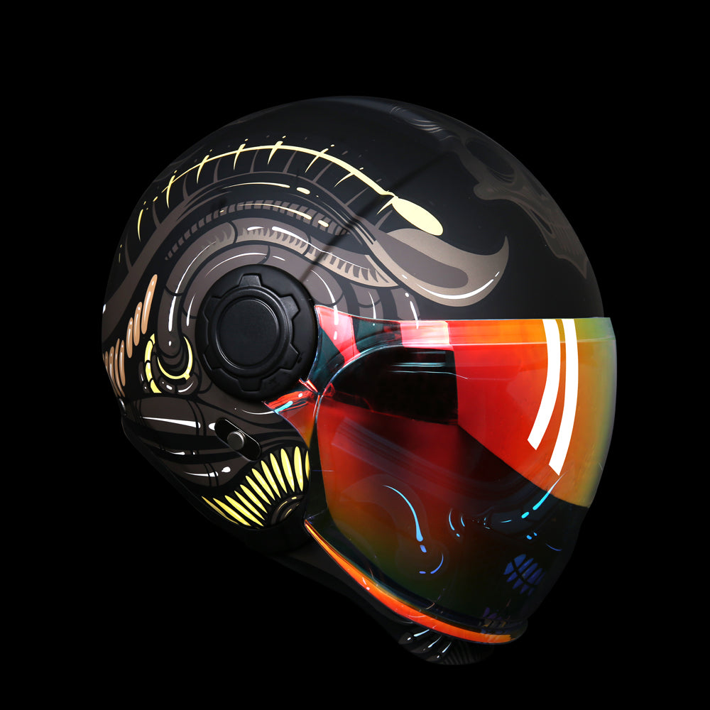TK02 FOO DOG Full Face Protection Premium Helmet (Black)
