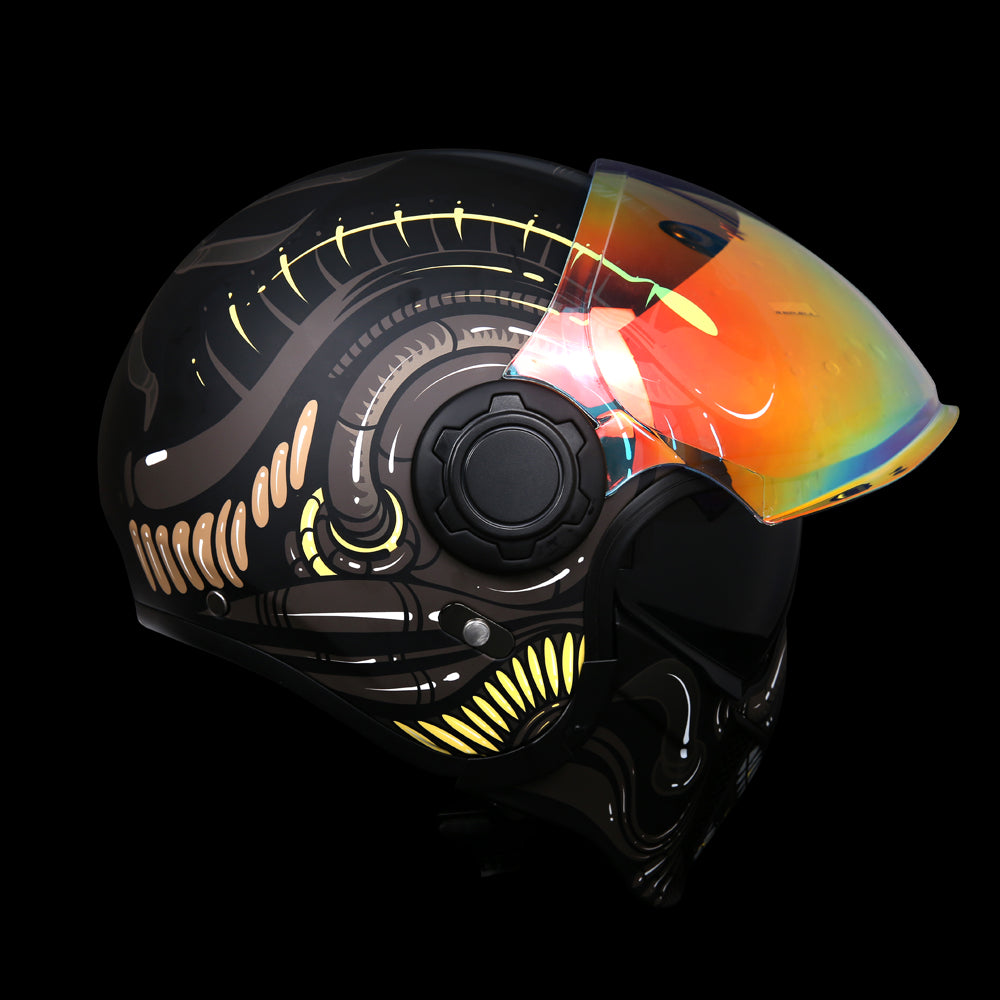 TK02 FOO DOG Full Face Protection Premium Helmet (Black) – Nobleman