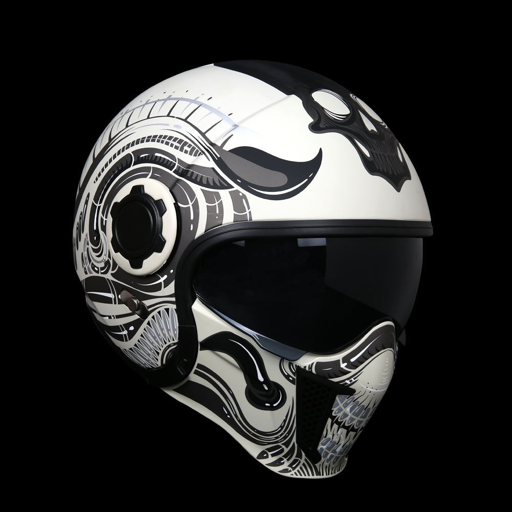 TK02 FOO DOG Full Face Protection Premium Helmet (White)