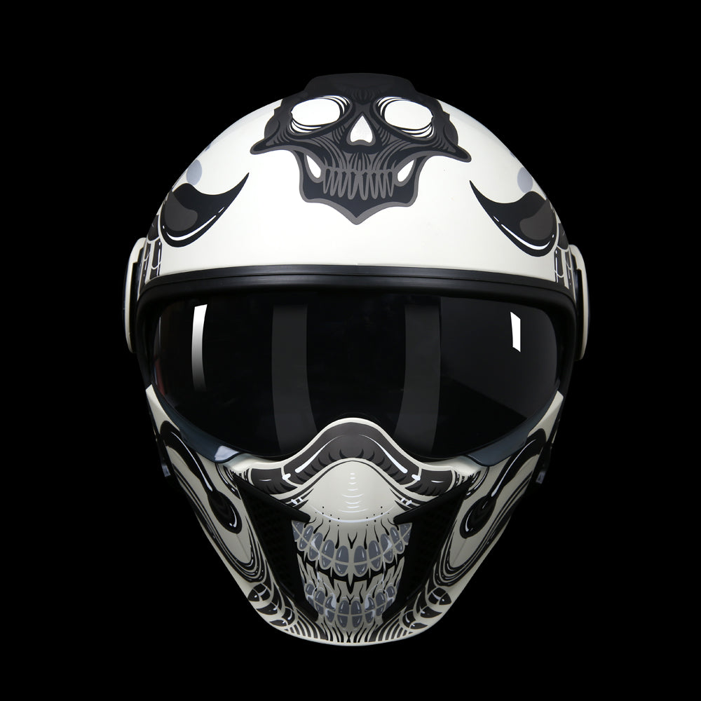 TK02 FOO DOG Full Face Protection Premium Helmet (White)