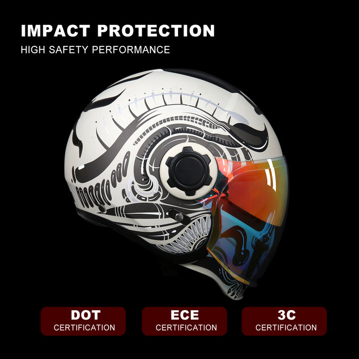 TK02 FOO DOG Full Face Protection Premium Helmet (White)