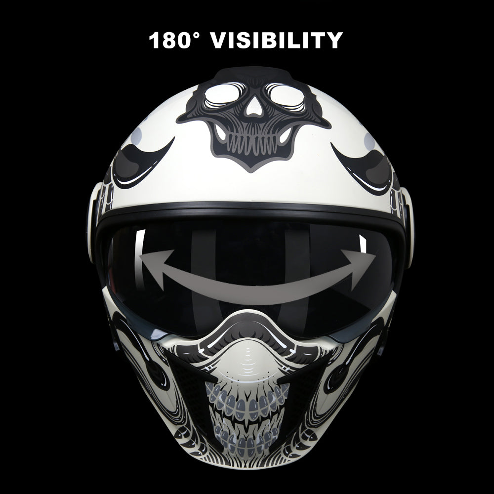 TK02 FOO DOG Full Face Protection Premium Helmet (White)