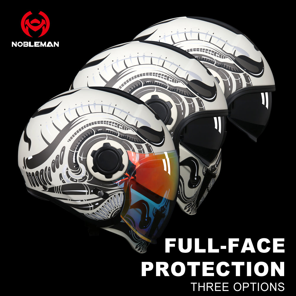 TK02 FOO DOG Full Face Protection Premium Helmet (White)