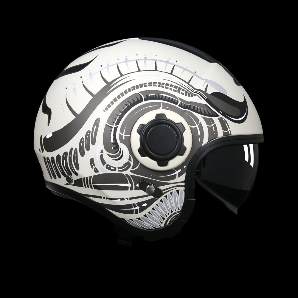 TK02 FOO DOG Full Face Protection Premium Helmet (White)