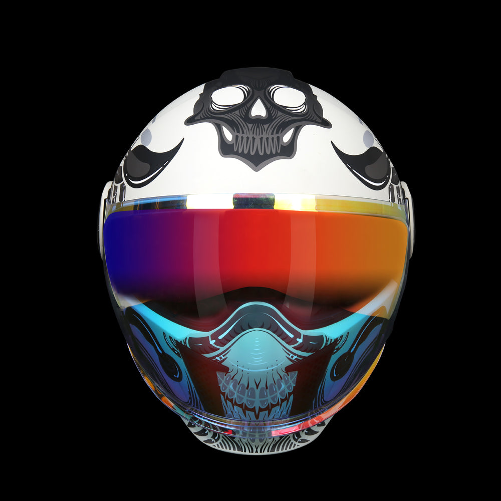 TK02 FOO DOG Full Face Protection Premium Helmet (White)