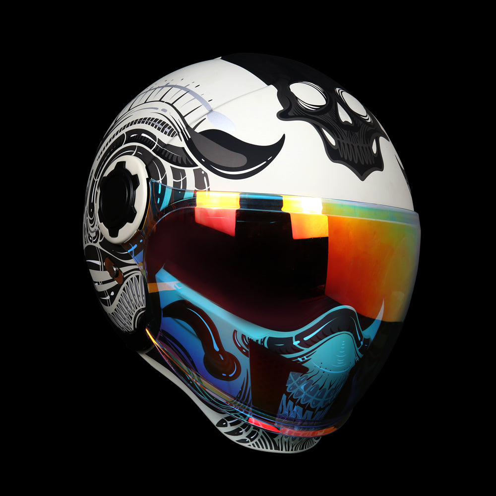 TK02 FOO DOG Full Face Protection Premium Helmet (White)